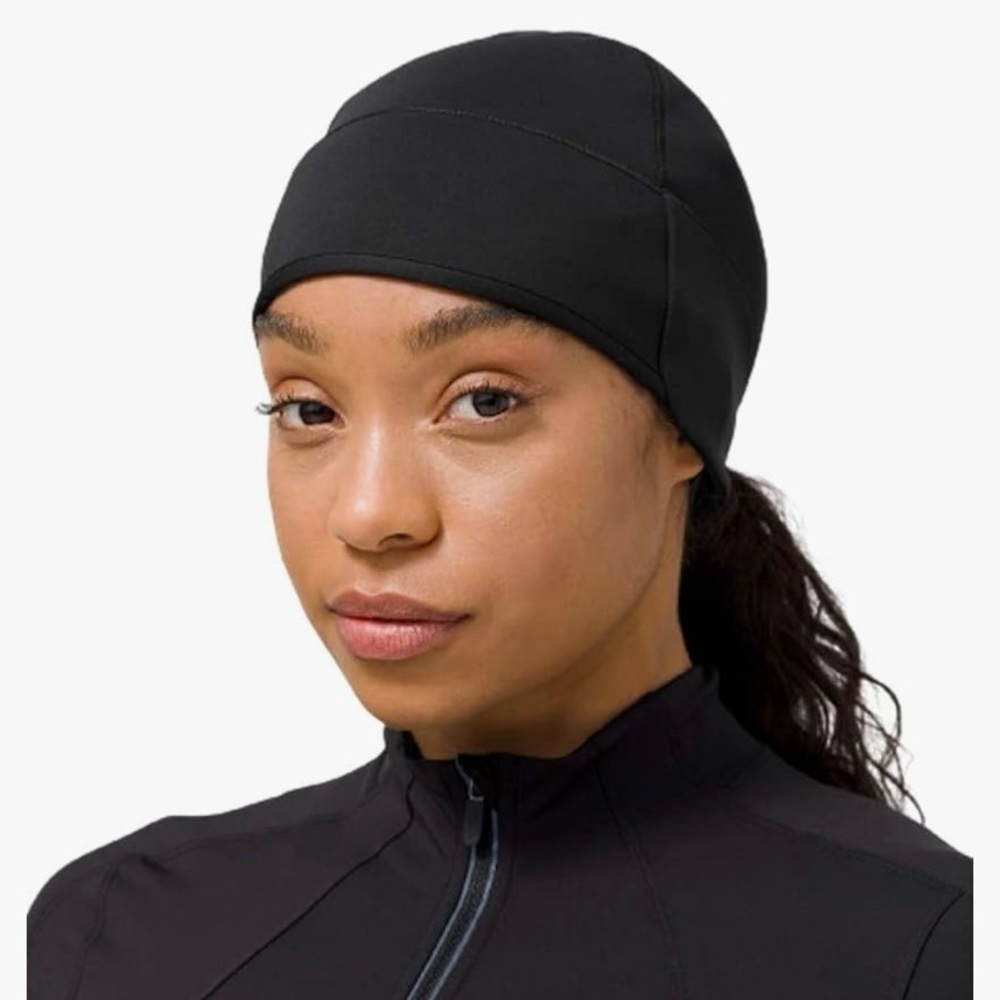 Black Athletic Beanie for running or cross country skiing